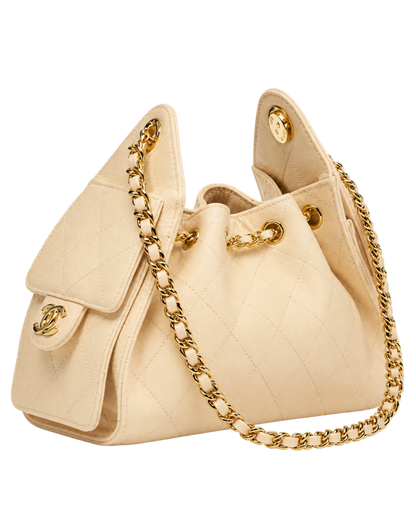 CHANEL 25 Mini Handbag Grained Calfskin & Gold-Tone Metal  Ecru