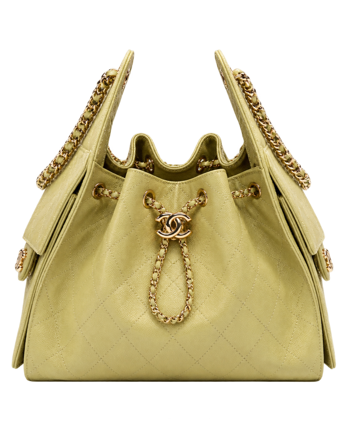 CHANEL 25 Small Handbag Grained Calfskin & Gold-Tone Metal Green