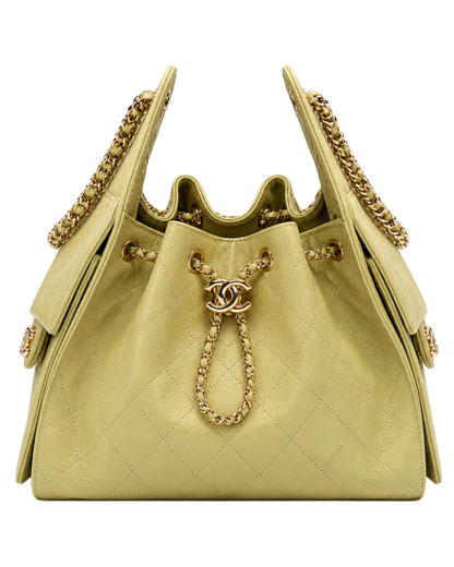 CHANEL 25 Small Handbag Grained Calfskin & Gold-Tone Metal Green