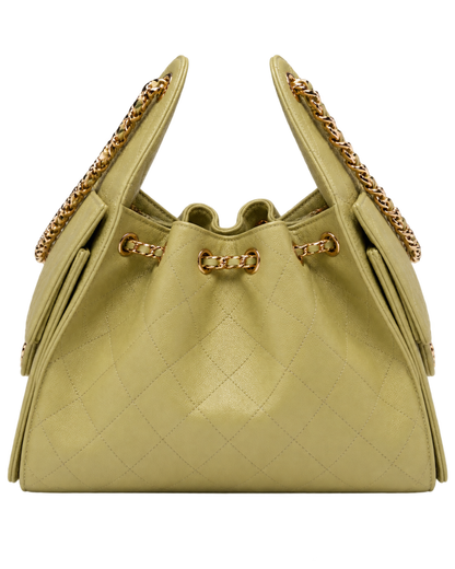 CHANEL 25 Small Handbag Grained Calfskin & Gold-Tone Metal Green