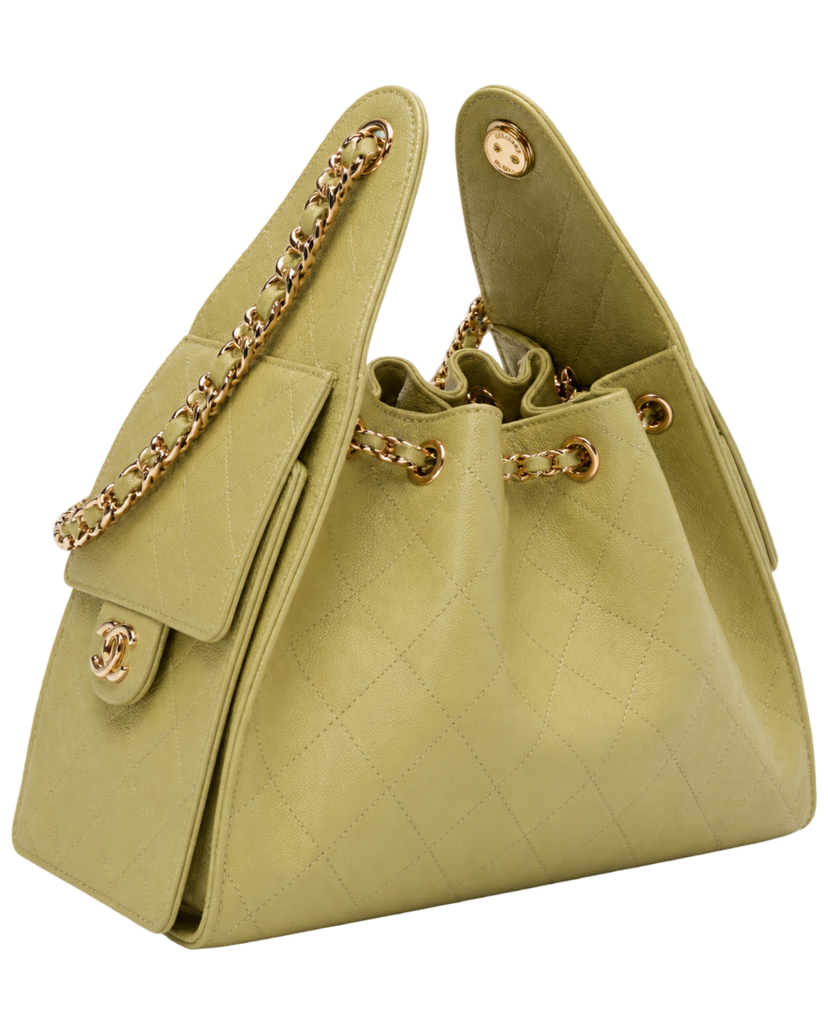 CHANEL 25 Small Handbag Grained Calfskin & Gold-Tone Metal Green