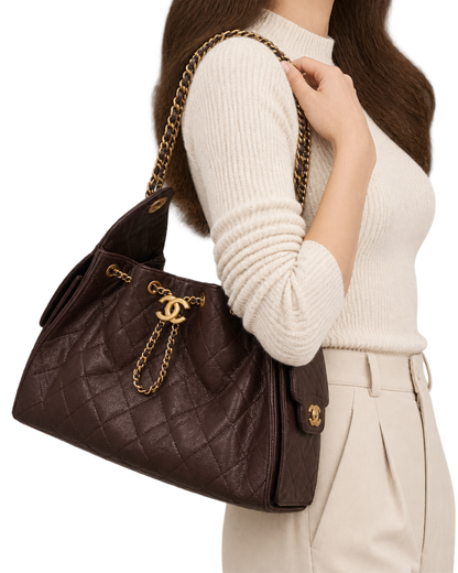 Chanel Caviar Quilted Small Chanel 25 Handbag Dark Brown