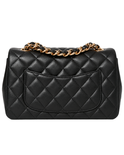 Chanel Lambskin Quilted Mini Coco Charms Rectangular Flap Black