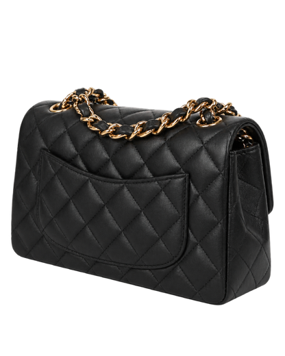 Chanel Lambskin Quilted Mini Coco Charms Rectangular Flap Black