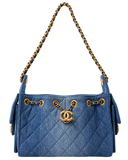 Chanel Washed Denim Quilted Mini Chanel 25 Handbag Blue