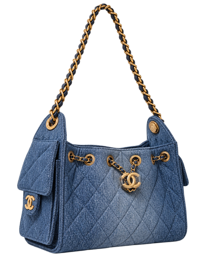 Chanel Washed Denim Quilted Mini Chanel 25 Handbag Blue