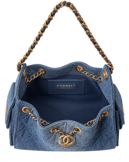 Chanel Washed Denim Quilted Mini Chanel 25 Handbag Blue