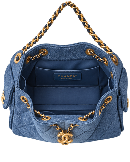 Chanel Washed Denim Quilted Mini Chanel 25 Handbag Blue