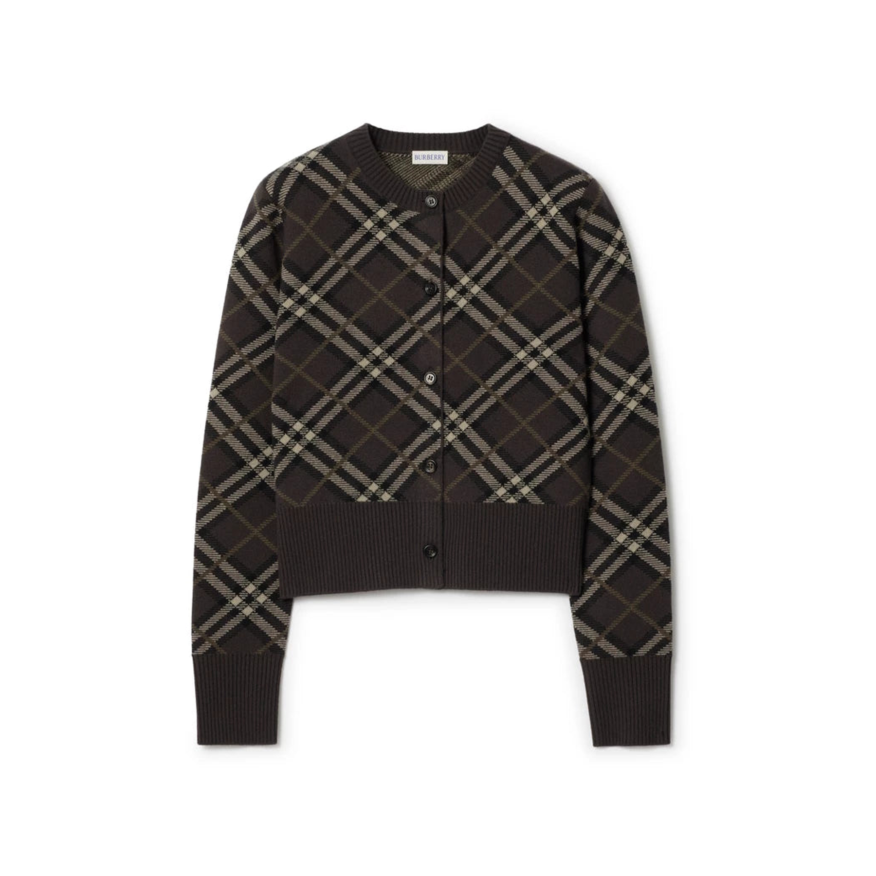 Check Wool Cashmere Cardigan