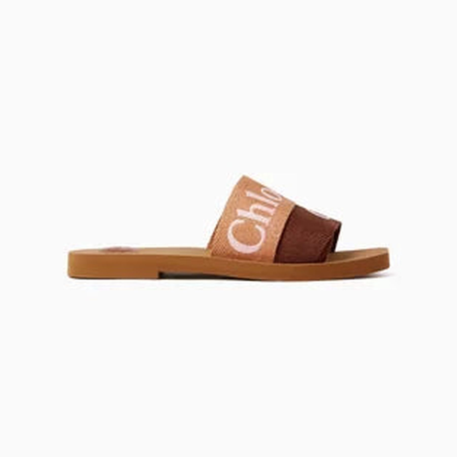 Chloé Woody Logo Slides in Linen