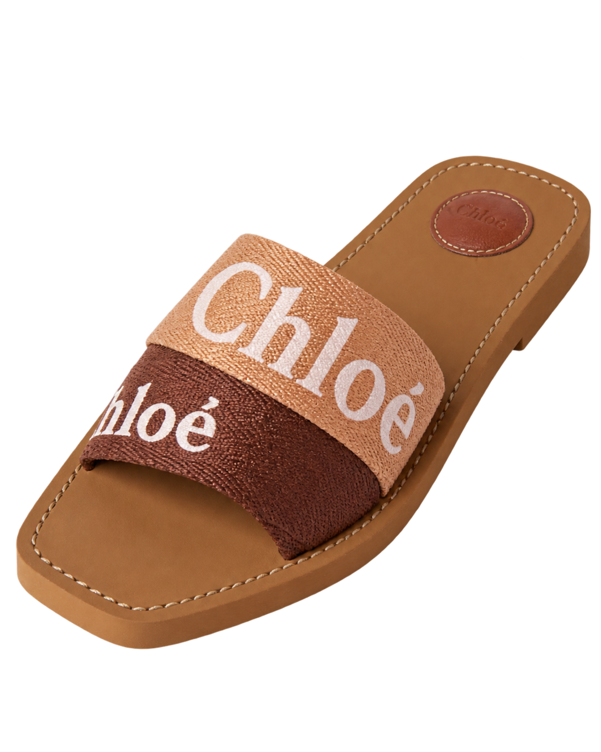 Chloé Woody Logo Slides in Linen