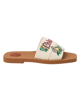 Chloé Woody Mules in Linen Canvas