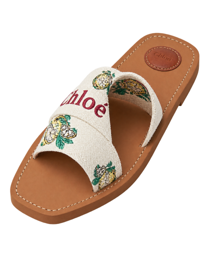 Chloé Woody Mules in Linen Canvas