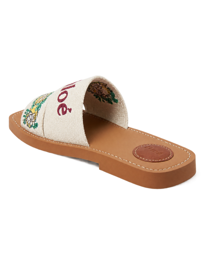Chloé Woody Mules in Linen Canvas