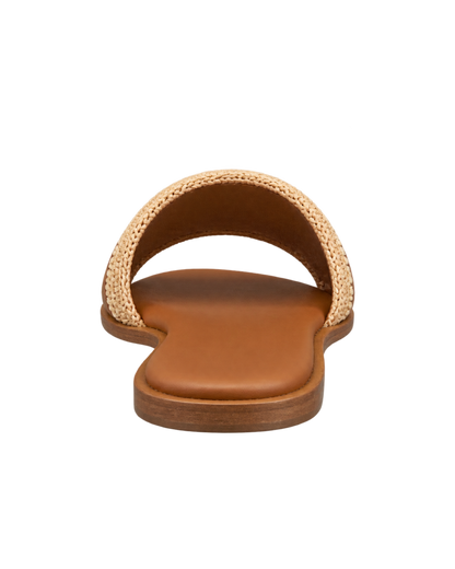 Christian Dior D-Lane Flat Slide Sandal in Camel Calfskin and Raffia
