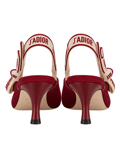 Christian Dior J'Adior Slingback Pump Ruby Red Technical Fabric