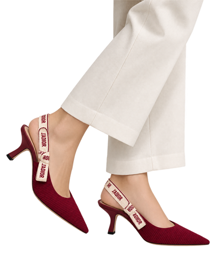Christian Dior J'Adior Slingback Pump Ruby Red Technical Fabric