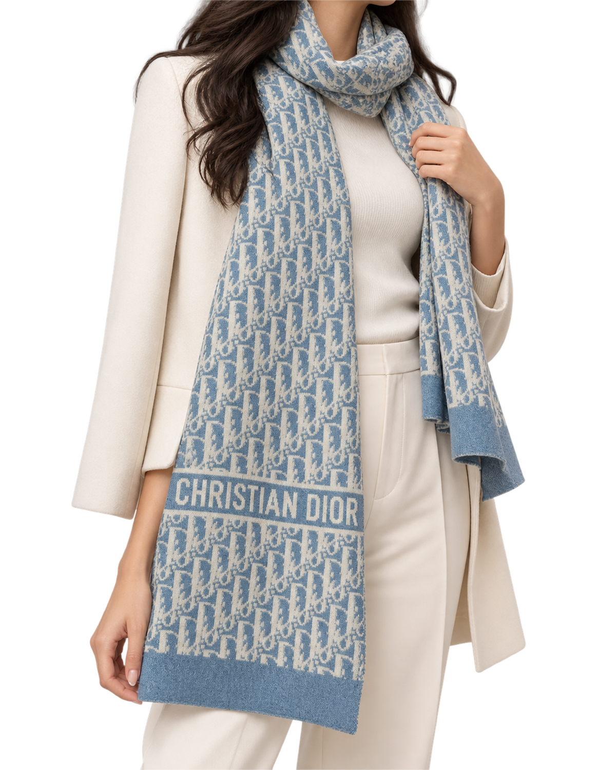 Christian Dior Long Cashmere Jacquard Pattern Scar
