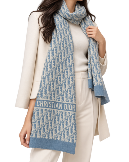 Christian Dior Long Cashmere Jacquard Pattern Scar