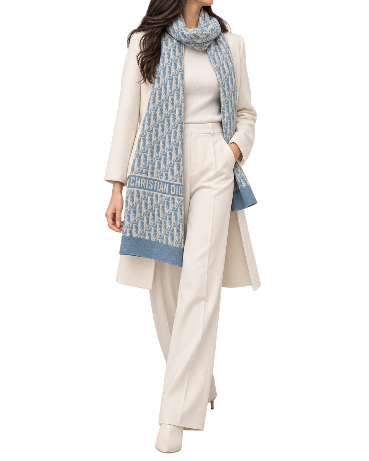 Christian Dior Long Cashmere Jacquard Pattern Scar