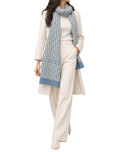 Christian Dior Long Cashmere Jacquard Pattern Scar