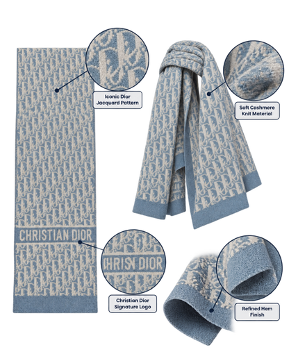 Christian Dior Long Cashmere Jacquard Pattern Scar
