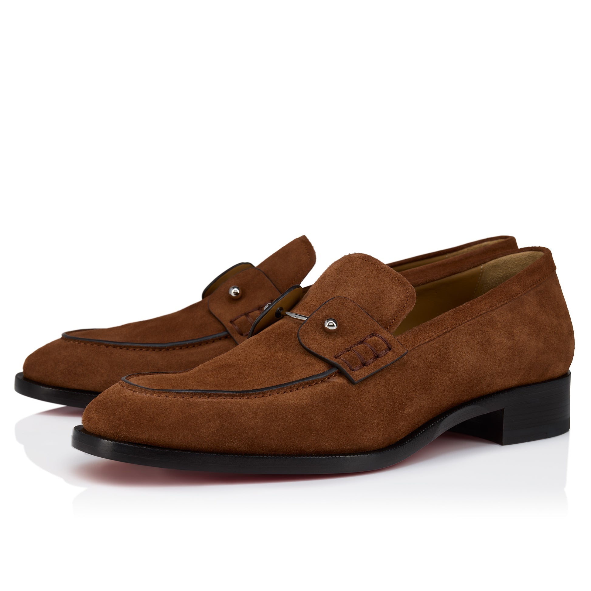 Christian Louboutin Chambelimoc Suede Loafers – Brown