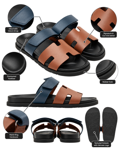 Chypre sandals in Navy &Natural