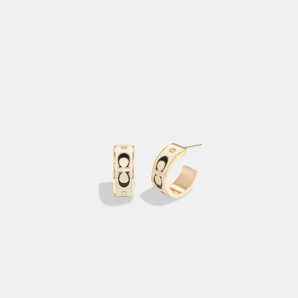 Signature Enamel Huggie Earrings