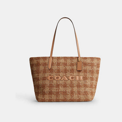 City Tote Bag With Gingham Print