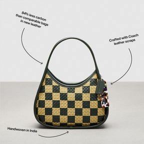 Ergo Bag With Woven Checkerboard In Repurposed Leather