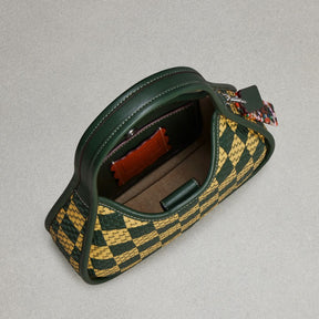 Ergo Bag With Woven Checkerboard In Repurposed Leather