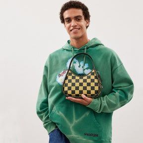 Ergo Bag With Woven Checkerboard In Repurposed Leather