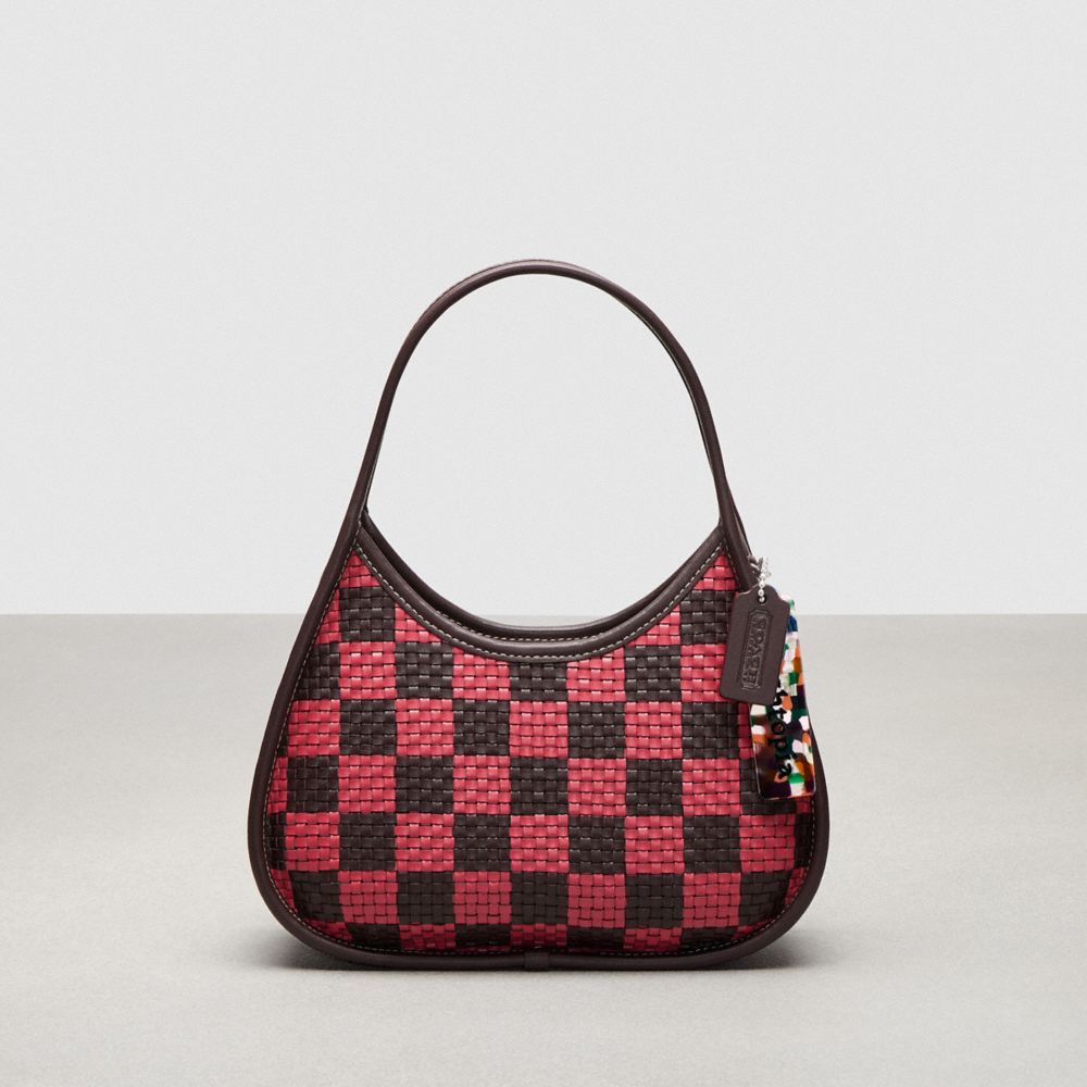 Ergo Bag With Woven Checkerboard In Repurposed Leather