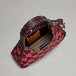 Ergo Bag With Woven Checkerboard In Repurposed Leather