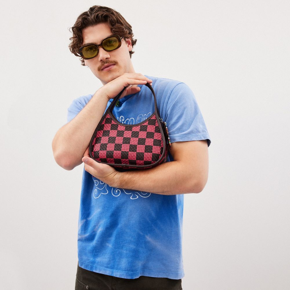 Ergo Bag With Woven Checkerboard In Repurposed Leather