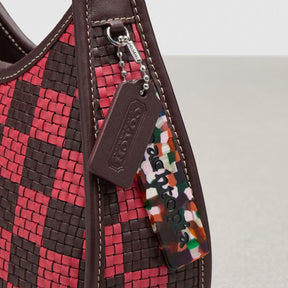 Ergo Bag With Woven Checkerboard In Repurposed Leather