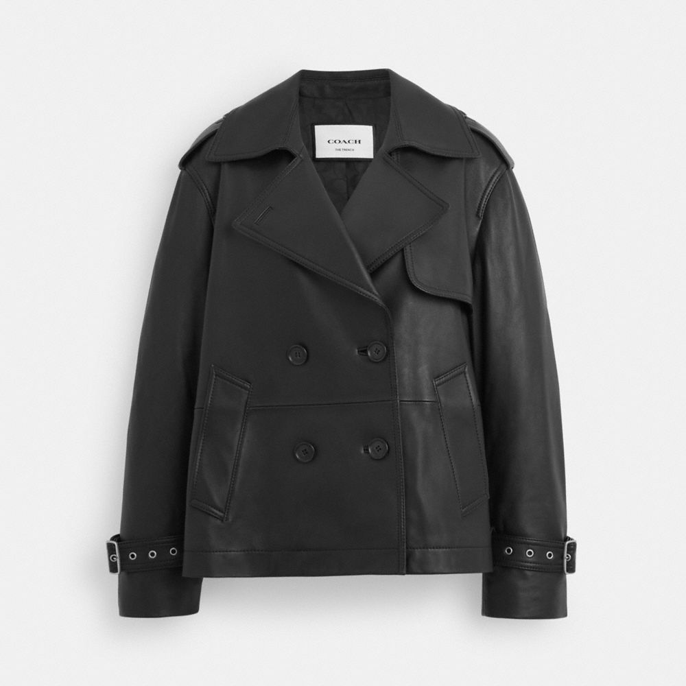Mini Leather Trench Coat