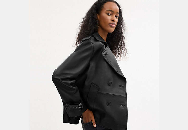 Mini Leather Trench Coat