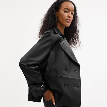Mini Leather Trench Coat
