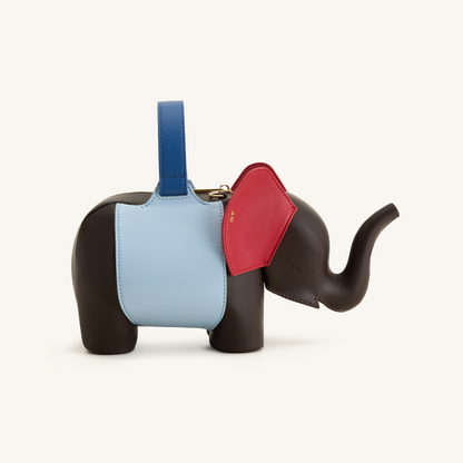 Claire Elephant Shaped Handbag - Dark Brown/Blue