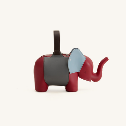 Claire Elephant Shaped Handbag - Red/Dark Gray