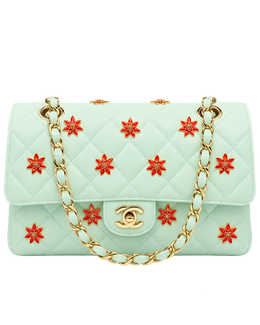 Classic 11.12 Handbag Lambskin, Enamel & Gold-Tone Metal  Light Green & Orange