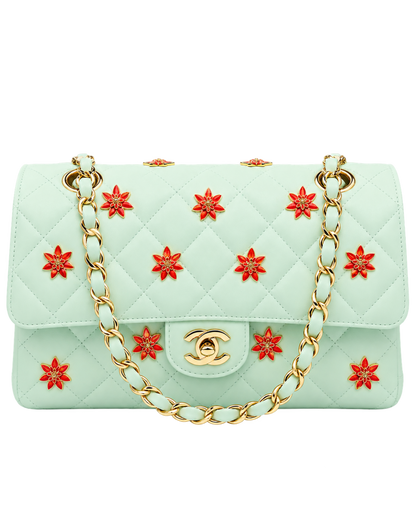 Classic 11.12 Handbag Lambskin, Enamel & Gold-Tone Metal  Light Green & Orange