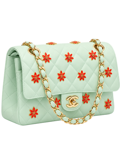 Classic 11.12 Handbag Lambskin, Enamel & Gold-Tone Metal  Light Green & Orange