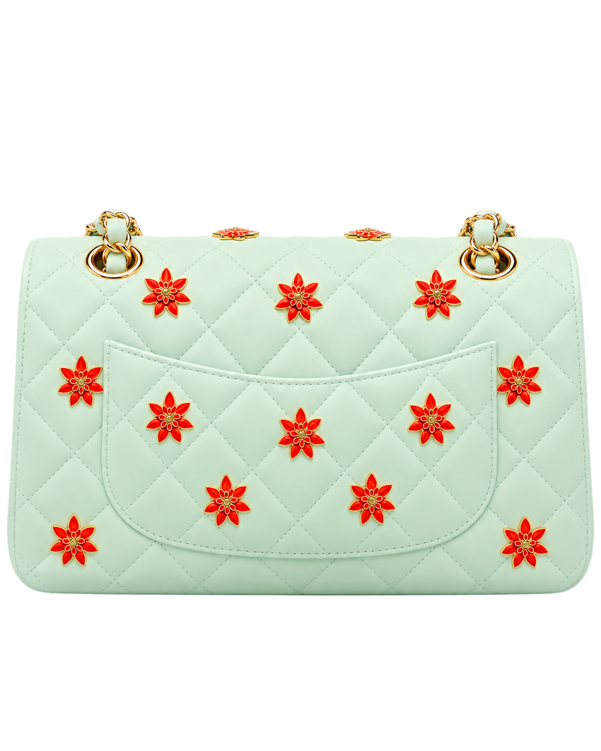Classic 11.12 Handbag Lambskin, Enamel & Gold-Tone Metal  Light Green & Orange