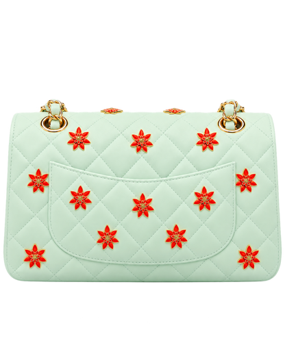 Classic 11.12 Handbag Lambskin, Enamel & Gold-Tone Metal  Light Green & Orange