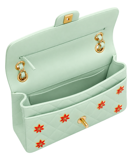 Classic 11.12 Handbag Lambskin, Enamel & Gold-Tone Metal  Light Green & Orange