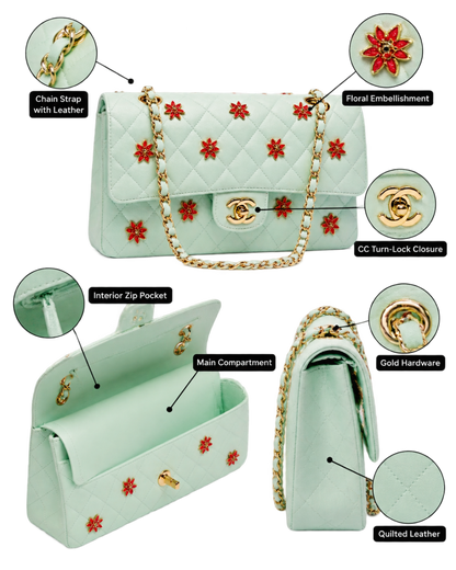Classic 11.12 Handbag Lambskin, Enamel & Gold-Tone Metal  Light Green & Orange