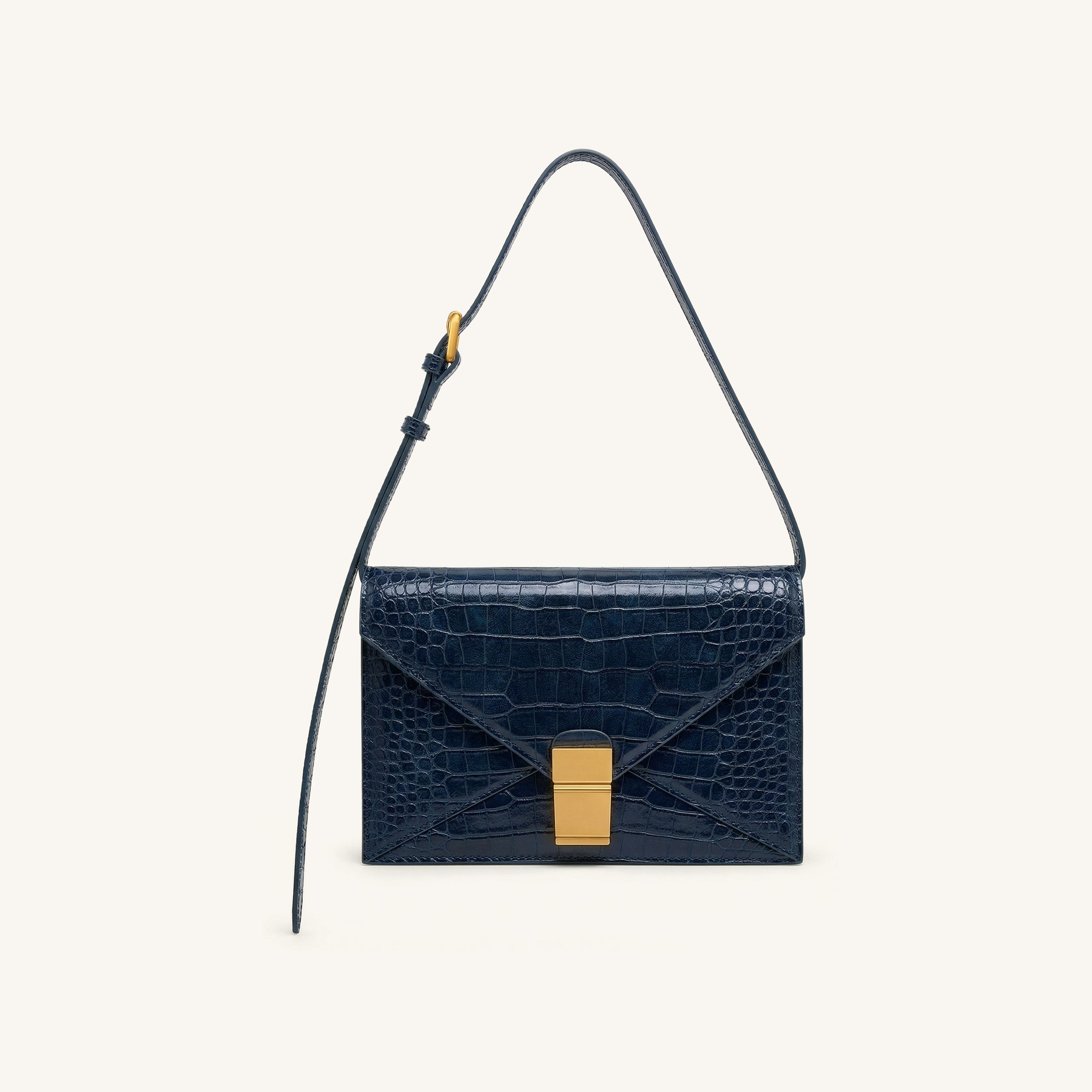 Clio Envelope Crossbody Bag - Navy Croc